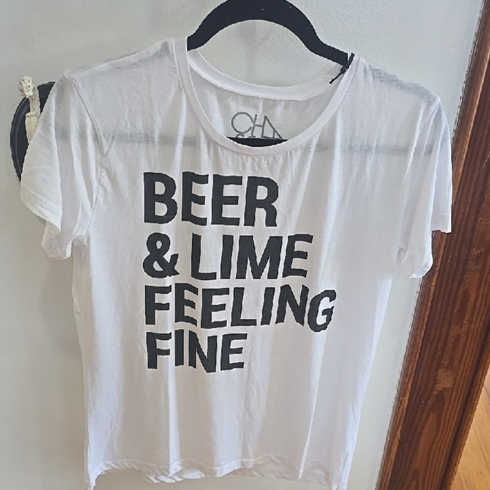 Chaser Black and White Crop Tee Short Sleeve
